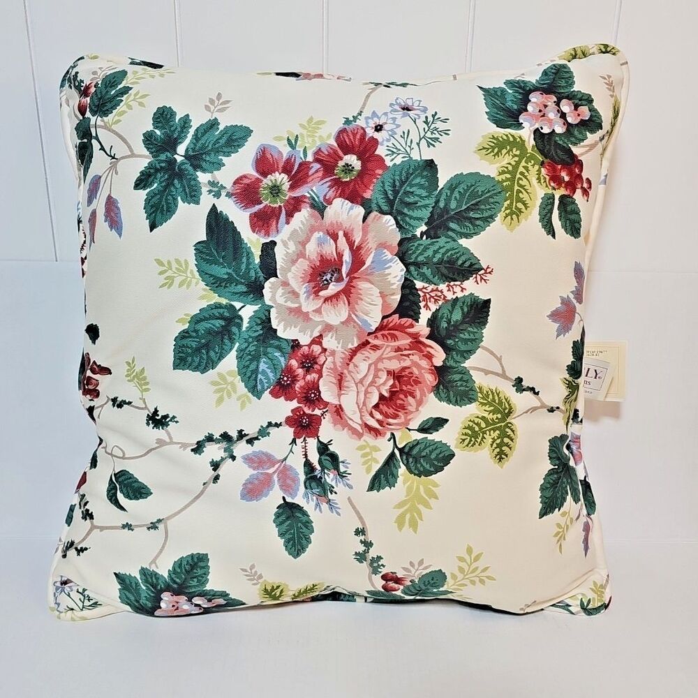 Vtg Waverly Pleasant Valley Decorative Throw Pillow 17" Colonial Cottage Floral